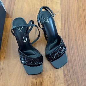 Windsor Black Soiree Ready Patent Sequin Stiletto Heels